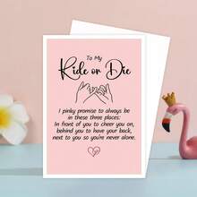 1PC Fun Friendship Card, My Best Friend Pink Promise, Galentine's Day Cards, Thanks, Missing You, The Perfect Gift For Your Best Friend - Multicolor - View 3