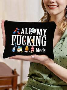 幽默“都是我的”帆布药盒 - 拉链设计，涤纶材质，可重复使用旅行药袋 - 适合作为礼物送给女性、妈妈、姐妹、女儿、闺蜜 | 母亲节、父亲节、春季园艺派对必备 | 可放入手提包，适合健身、露营、徒步旅行、办公、度假等各种场合 - 彩色 - 查看 12