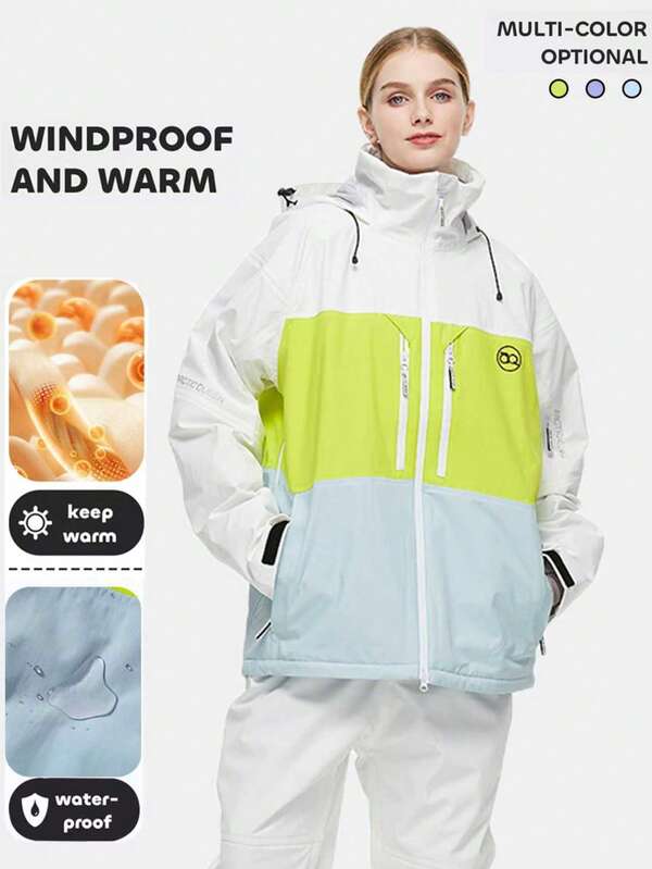 1 Piece Snowboarding Jacket, Windproof Waterproof Breathable Skiing Hooded Coat, Experience The Ultimate Outdoor Sports, Activewear For Autumn And Winter, Men's And Women's Clothing (Excluding Accessories) Ski Outfits