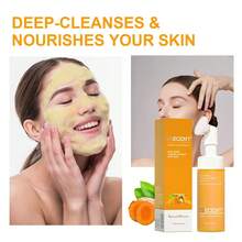 Veecent Turmeric & Kojic Acid Foaming Facial Cleanser Set With Silicone Brush – Gentle Deep Cleansing & Brightening Face Wash 150ml - 橘色 - 查看 4