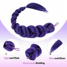 Purple Braiding Ponytail Hair Extensions For Women, Synthetic Braiding Hair With Rubber Band Long Ponytail Sleek Wrap Around Hair Pieces - Multicolor - View 4