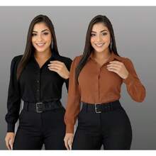 KIT 2 CAMISA UMA COR PRETA E CARAMELO