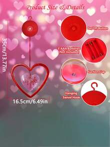 Bộ 3 đèn trang trí cửa sổ ngày lễ tình nhân kèm hẹn giờ và pin, đèn LED treo hình trái tim phát sáng màu đỏ, đế hút, hoàn hảo cho đồ trang trí ngày lễ năm 2026 cho cửa sổ lò sưởi và nội thất phòng - Nhiều màu - Xem 7