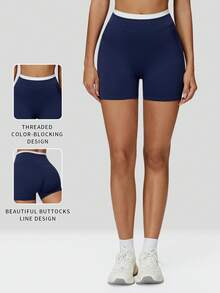 MFVIM Pantaloni scurți sport pentru femei, cu talie înaltă, mulați, în culori contrastante, potriviți pentru tenis, pickleball, ciclism, antrenamente la sală