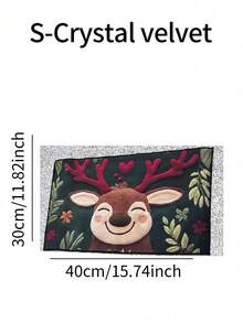 1 Peça Tapete de Banheiro de Microfibra com Desenho de Cervo de Natal - Seca Rapidamente e Absorve Bem a Água, com um Padrão Festivo de Bagas Vermelhas e Folhas Verdes. Perfeito para Decoração de Cozinha e Banheiro. Lavável em Máquina. Decoração de Banheiro de Natal.