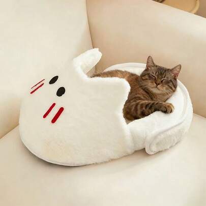 Cama semi-fechada para gatos (1 unidade), saco de dormir estético para animais de estimação, ideal para pequenos animais como gatos e cães, para uso interno durante todo o ano.