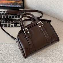 Koreańska torba retro do kręgli PU, koreańska szykowna torebka Boston, torba na ramię, modna, codzienna torba na ramię - Wielokolorowe - Zobacz 8