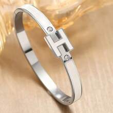 1 chiếc vòng tay bạc hình chữ H dành cho nữ, trang sức tinh tế, món quà tuyệt vời nhất dành cho phái nữ vào dịp Lễ Phục Sinh, Giáng Sinh, Ngày của Mẹ (Không kèm hộp quà) - Chữ H được viền bằng bạc. - Xem 12