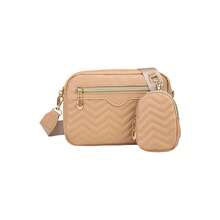 2 bolsos cruzados ligeros para mujer, con bolsa desmontable para el día a día, para ir de compras o al trabajo. - Caqui - Ver 3