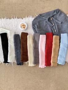 6 Pairs Women's Solid Color Vertical Striped Leg Warmers, Simple Fashion Versatile Autumn/Winter, Cozy - Multicolor - View 2