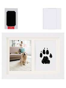 2pcs A Specially Designed Photo Frame For Pet Cat And Dog Paw Prints, Suitable For DIY Hand And Foot Print Hangers For One-Year-Old Babies. This Exquisite Frame Is Made Of High-Quality Wooden Material With A Smooth And Delicate Surface, Providing A Comfortable Feel. The Inner Side Of The Frame Is Lined With Soft Velvet Padding To Protect The Prints From Scratches.