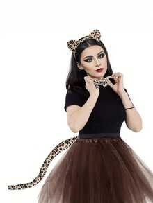 Animal Costume Set, Animal Headbands Ears Headband And Tail Set Animal Ears Headband For Cosplay,Leopard Print Outfit - Multicolor - View 4