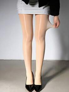 1/2 Pairs Women's Large Size Oiled Aurora Black Stockings Bottom Socks - Multicolor - View 13