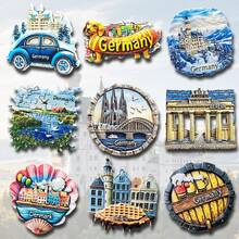 1/2pcs Resin Fridge Magnet Travel Souvenirs, Germany Berlin, Denmark Copenhagen, Belgium Cologne Cathedral, Neuschwanstein Castle Munich, Rothenburg, Danish Fairytale, Belgian Waffle, Brussels, Magnetic Wall Decor, Creative Gift For Bedroom, Kitchen, Home Decor, Germany Tour - Multicolor - View 2
