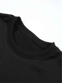 Sudadera para hombre estilo deportivo casual, estampado de balón de fútbol y letras "Dad", tela de algodón cómoda, corte holgado, cuello redondo, manga larga, para otoño/invierno, ideal para reuniones familiares, actividades deportivas y uso casual - Negro - Ver 3