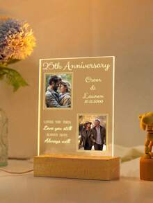 1 Personalized Photo Night Light Plaque, Couple Light, Custom Acrylic Frame, Bedroom Decoration, Custom LED Night Light, Two Base Styles To Choose From, Gifts For Her And Him, Gifts For Family And Relatives, Custom Photo Text, Two Base Options, Custom Night Light, Couple Engagement Gift, Couple Personalized Engagement Gift, Engagement Frame, Custom Gift, Anniversary Wedding Gift - one-size - View 8