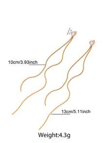 2pcs Minimalist Punk Style Stainless Steel Pointed Pendant Tassel Earrings, Suitable For Daily Wear