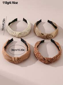 4pcs/Set Girls' Fabric Knotted Floral Headbands Set, Suitable For Daily Decoration - Multicolor - View 6
