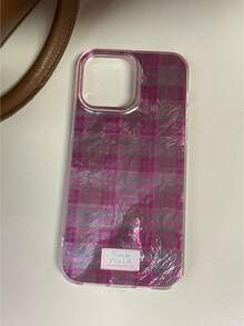 粉色格子图案可爱硅胶手机壳，适用于 16 Pro Max/17/12/14 Pro/15 Pro Max/13/XS Max，简约防震全包保护 - 粉色 - 查看 9