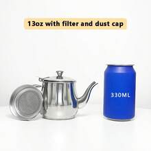 1pc Stainless Steel Oil Pot With Filter, Household Oil Bottle, Sauce Pot With Separation Filter, Suitable For Liquid Seasoning Storage, Kitchen Oil Dispenser With Lid And Press-Open Design - Silver - View 9