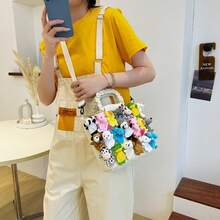 Fashionable And Cute Denim Dual-Purpose Handbag, Suitable For Daily Commuting And Holiday Gifts - trắng - Xem 2