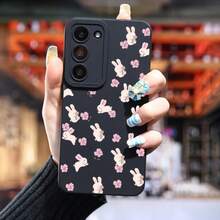 Funda de teléfono mate de lujo para Samsung, funda de teléfono de flor y conejo para Galaxy S24 Ultra S23 Plus S22 + S21 S20 FE S10 A72 A54 5G A53 A52 A52S A15 A14 A13 A12 A22 A21S A51 A33 A32 A23 5G GT2, funda protectora de silicona suave a prueba de golpes para niños, niñas y hombres - Colores mixtos - Ver 3