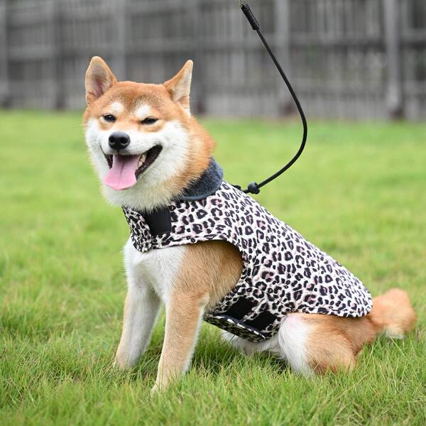 Warm Printed Dog Jacket, Thick Fleece Snow Coat With Adjustable Waterproof Zipper For Winter, Suitable For Medium To Large Dogs