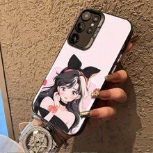 Ilustración de chica estilo anime 1 adecuada para  Galaxy S25ULTRA, S24PLUS, S23FE, S21PRO, S22, S20+, A03S, A05S, A14, A31, A53, A34, A10, A04E, M04, A33, A35, A55, A72, A71, A70, A22, A16, A06, A20S, A54 Funda de teléfono  dedicada, anti-manchas, a la moda, moderna, colorida, plateada IMD - Mezcla de colores - Ver 4