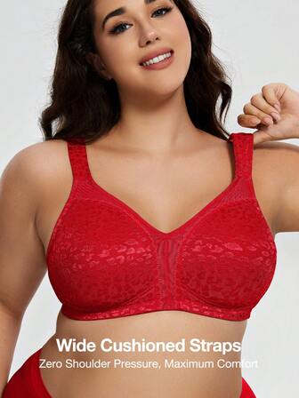 Wingslove 圣诞节加大码显瘦文胸，全罩杯宽肩带无衬垫无钢圈