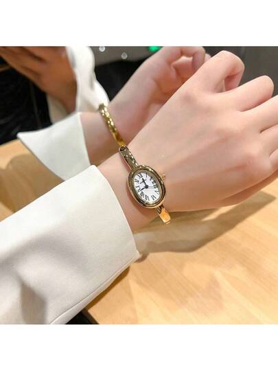 1PC Small Vintage Luxe Bracelet Watch, Minimalist Elegante Waterproof Stainless Steel Quartz Watches, Wear, Birthday view 5