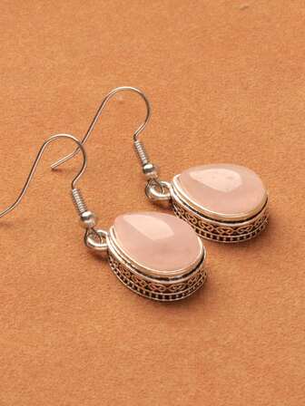 1 Pair Vintage Zinc Alloy Teardrop Earrings, Classic Silver Color, Comes In Multiple Colors, For Women