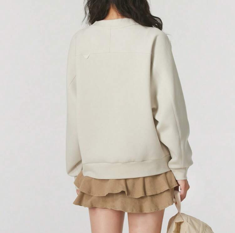 Adidas Women's New Knit Crew Neck Pullover Sweatshirt - Apricot - View 3