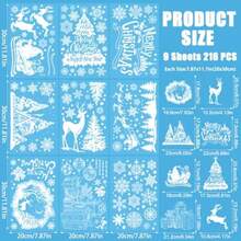 9 Sheet Christmas Window Clings White Snowflake Christmas Window Decorations Decals Xmas Santa Claus Reindeer Stickers For Glass Windows Holiday Office Home Indoor Outdoor - White - View 3