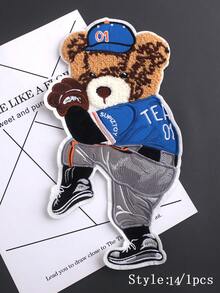 1 件/套卡通棕熊刺绣补丁，独特设计，适合 DIY 服装和配饰、牛仔裤、连衣裙、可爱刺绣贴花 - 彩色 - 查看 19