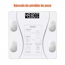 Báscula de precisión, conexión inteligente bluetooth, báscula de grasa corporal recargable, báscula electrónica de cintura, báscula de peso doméstico - Blanco - Ver 4