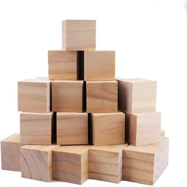 50 Pack 1.5 Inches Unfinished Wooden Cubes Wooden Blocks Great For Crafts Making