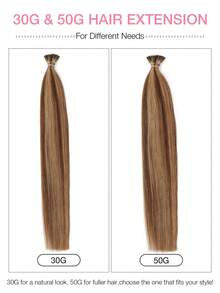 50pcs I-Tip Hair Extensions, Real Human Hair, 4/27 Chocolate Brown Color, 14-22 Inch Straight, Keratin I-Tip Invisible Hair Extensions - S4/27 - View 5