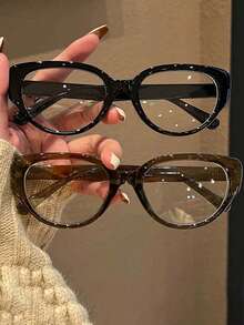 1 Pair Of Light Cool Brown Glasses For Women – Boasting An Oval Frame With A Mild Retro Flair - Màu trà lạnh - Xem 3