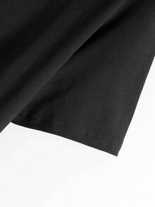 Camiseta Casual de Manga Corta para Hombre con Estampado de Letras Atrevidas - Cuello Redondo, Ajuste Regular y No Transparente para Verano y Deporte - Negro - Ver 3