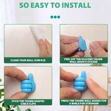 100pcs Random Color Multi-Purpose Thumb Shaped Wall Hooks - Fashionable Style, Self-Adhesive Installation Base, Easy To Install In Dorm, Kitchen, Bedroom - No Nails Needed - Multicolor - View 11