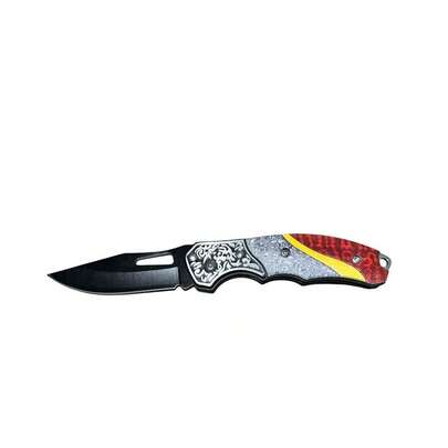 Canivete Faca Estampado Dobravel Inoxidavel Portatil Vintage Luxo Presente Para Homem Caça Pesca 16cm