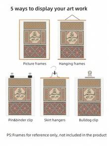 1 bức tranh treo tường thư pháp không khung, trang trí nhà Hồi giáo hiện đại, áp phích chữ Ả Rập cho phòng khách, phòng ngủ và văn phòng, quà tặng tinh thần phong cách cổ điển mang tính thẩm mỹ Trung Đông - Nhiều màu - Xem 6