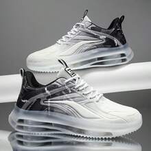 男士时尚透气轻便休闲运动鞋，网眼渐变百搭时尚运动鞋，跑步和散步 - 灰色 - 查看 3