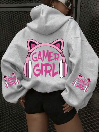 Áo nỉ in hình hoạt hình dễ thương dành cho nữ tuổi teen, áo nỉ dài tay thoải mái và thời trang cho mùa thu/đông, phù hợp cho lễ tốt nghiệp và mùa tựu trường.