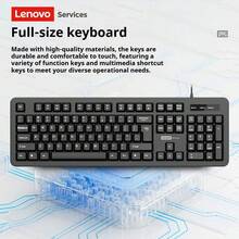 Bàn phím có dây USB Lenovo K101 104 phím cho máy tính xách tay để bàn, máy tính để bàn tất cả trong một, máy tính USB, dùng ngoài cho văn phòng, gia đình - màu đen - Xem 3