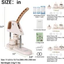 Button Maker, 25+32+58 Mm Button Maker, Badge Punch Set With 300 High-Quality Free Button Parts, Badge Maker DIY Gifts Pin Maker With Shapes & Round Paper Cutter For People - trắng - Xem 7