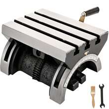 Mesa de fresado inclinable Fresadora de ángulo inclinable de 10 x 7 pulgadas Placa de ángulo giratorio ajustable de 0-90 ° con 3 ranuras en T y manivela ajustable Fresadora inclinable de alta resistencia para rectificar - 10 x 7 pulgadas - Ver 9