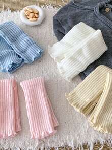 6 Pairs Women's Solid Color Vertical Striped Leg Warmers, Simple Fashion Versatile Autumn/Winter, Cozy - Multicolor - View 5