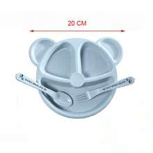 Juego de 3 platos divididos para niños - Azul - Celeste - Ver 2