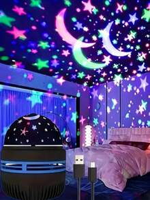 Starry Sky Projection LED Lights, Multi-Colored Patterns With Remote Control, Stars, Moon And Romantic Starry Atmosphere,Crystal Cube LED Projection Lights, Both Great Bedside And Sleeping Lights, Galaxy Star Projector, Bedroom Night Light Projector - Multicolor - View 10